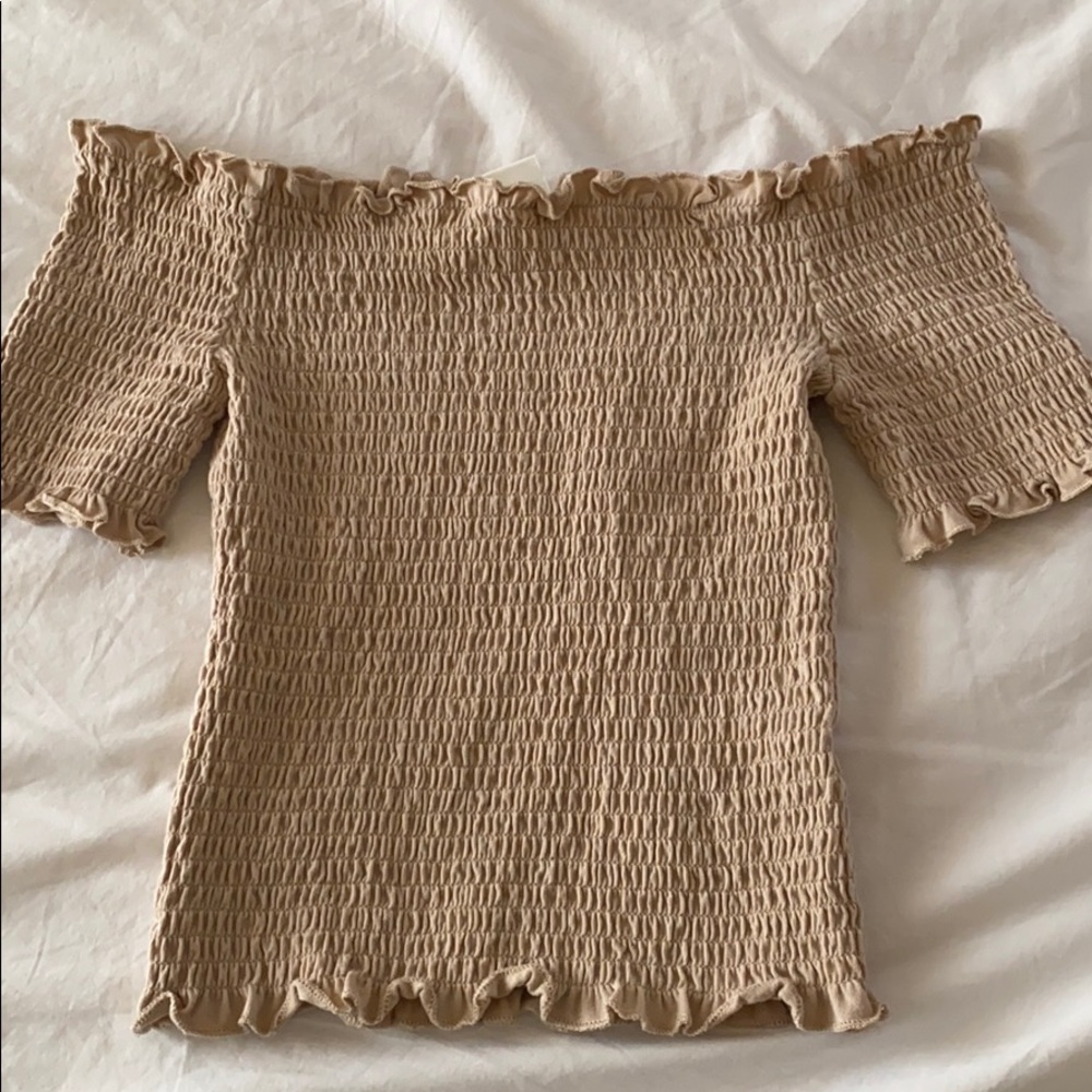 H&M smocked off the shoulder crop top